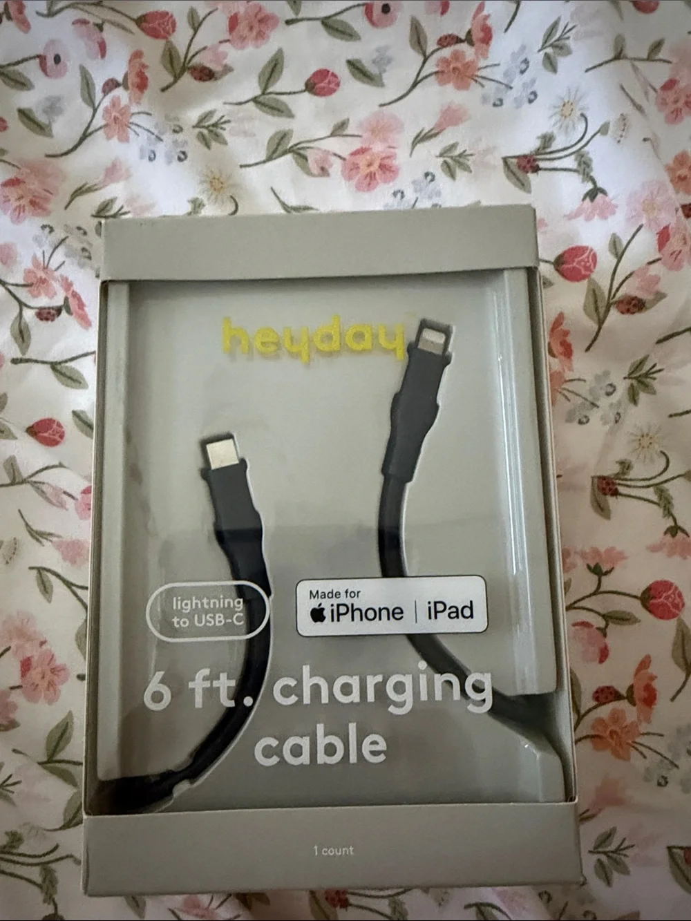heyday Black Lightning to USB-C Charging Cable